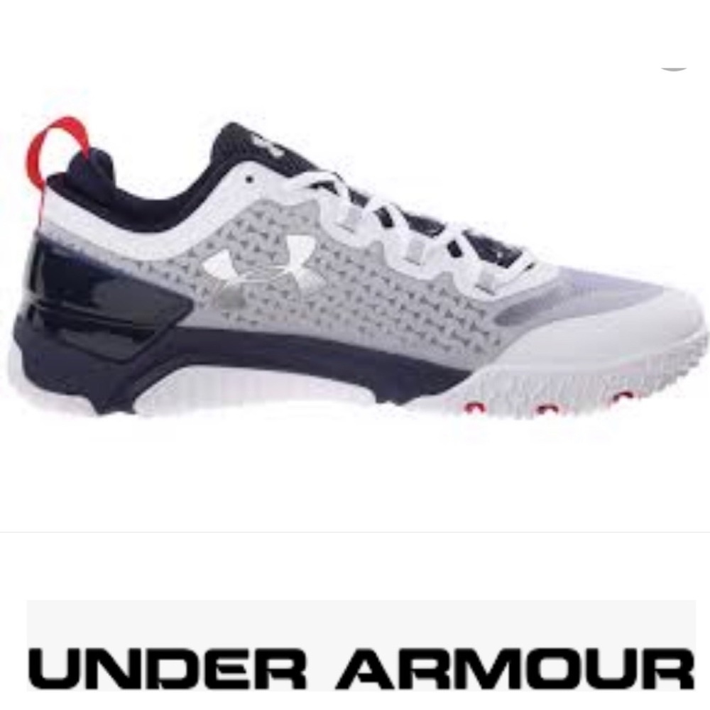 Under Armour Mens Charged Ultimate TR Low Training Shoes 7.5 white, gray, navy